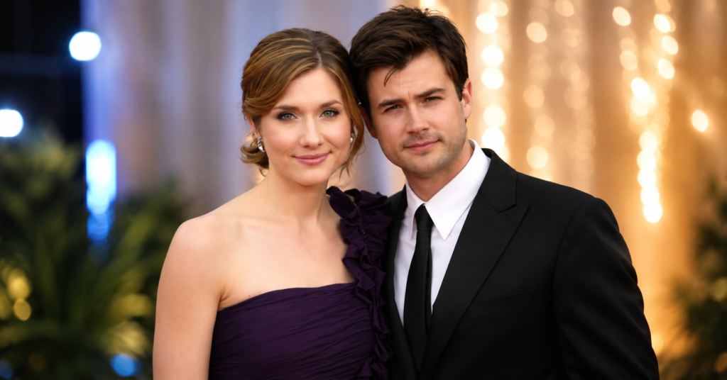 Lora Chaffins standing beside Matt Long at a red carpet event in formal attire.
