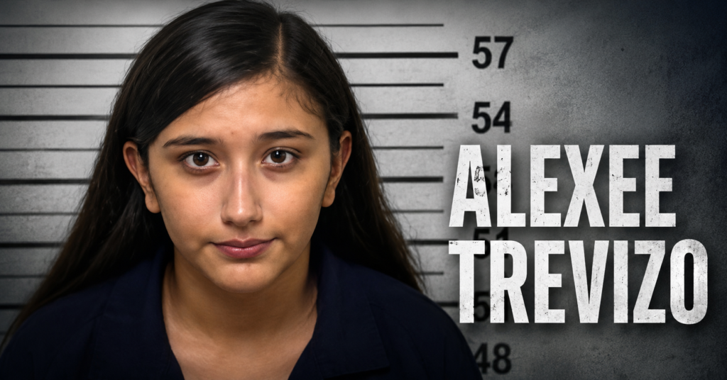 Booking photo of Alexee Trevizo against a height chart background with her name displayed beside the image.